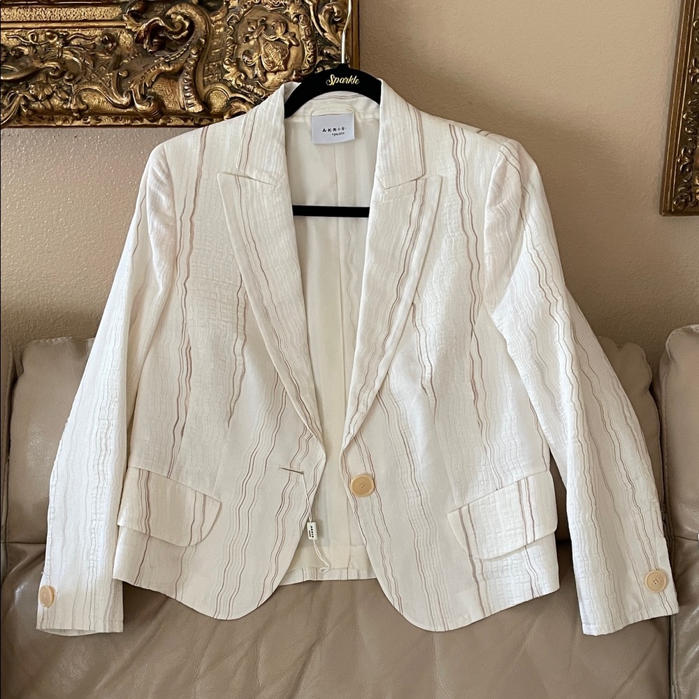 $3590 NWT Akris Punto Textured Cream Chic Blazer Jacket Sz.10